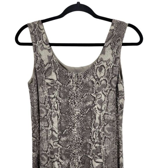 Vtg 90's Taiga Dress Sleeveless Sccop Neck Pencil Midi Snake Print Gray Sz 2 - Picture 11 of 12